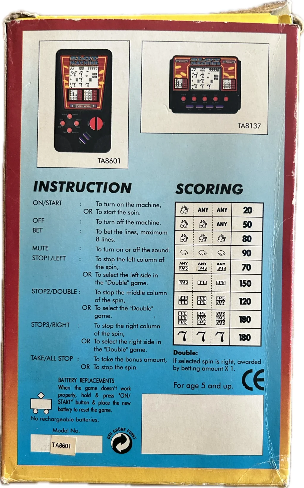 Casino Slot Machine Handheld Electronic LCD Game thumbnail