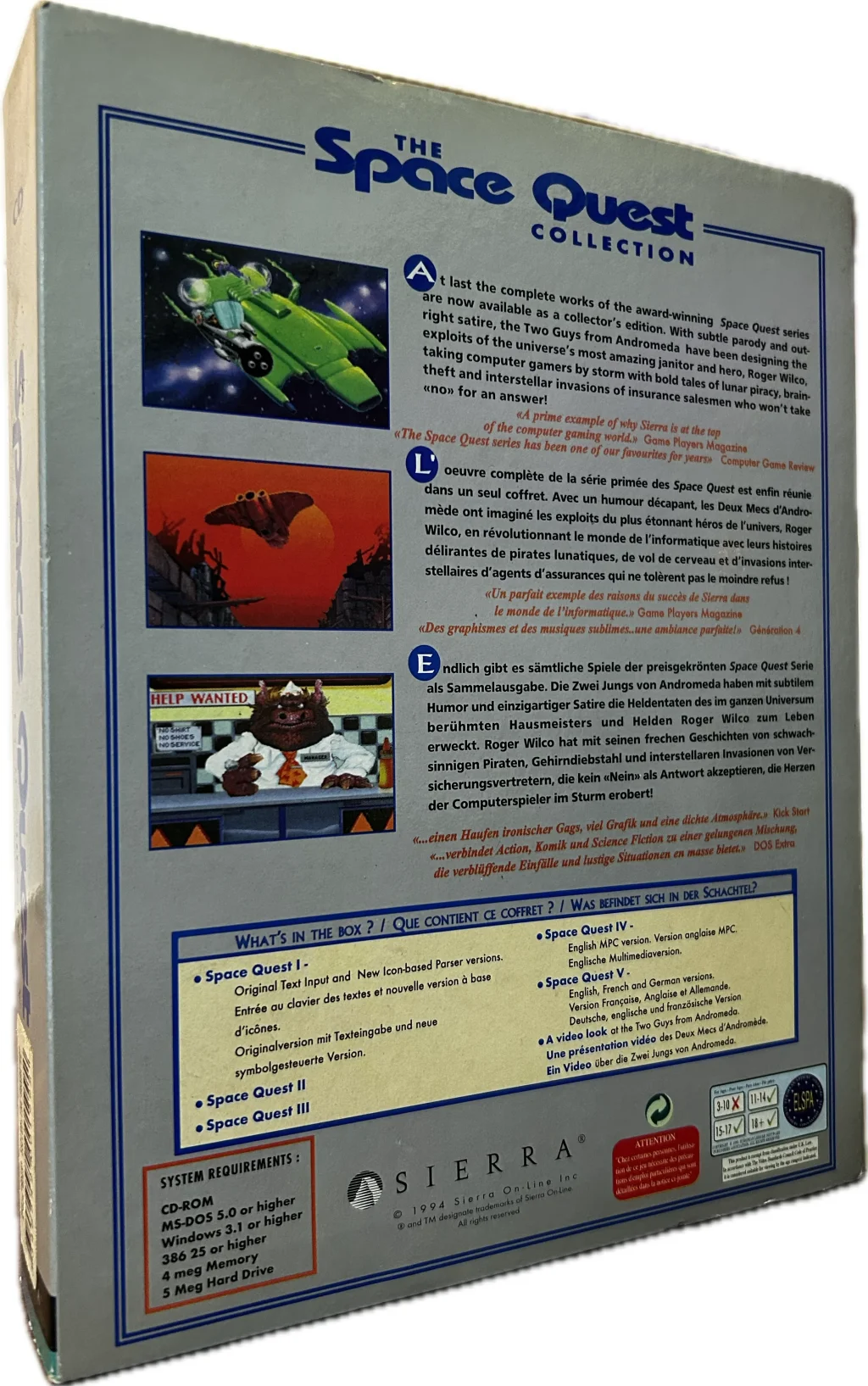 Space Quest Collector's Edition Big Box Sierra 15th anniversary thumbnail