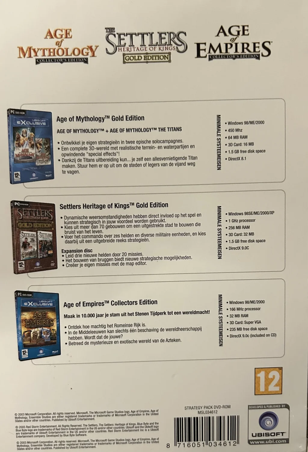 3-Pack: Age of Mythology Gold Edition / The Settlers: Heritage of Kings Gold Edition / Age of Empires Collector's Edition thumbnail