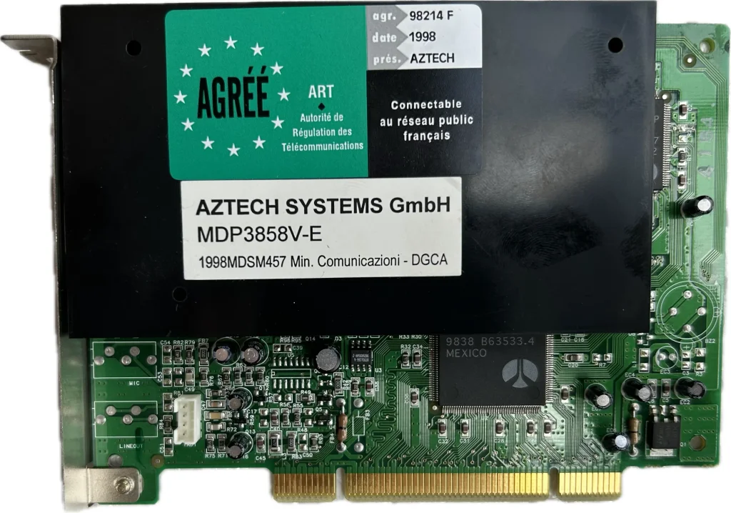 Aztech Systems MDP3858V-E PCI Modem Card 56k FAX MODEM