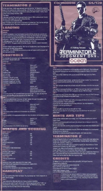 Terminator 2: Judgment Day Handbuch (C64/128)